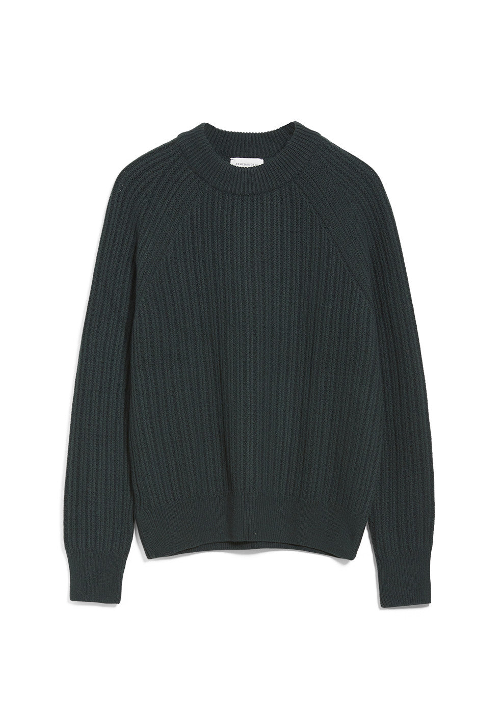 Pull en maille vert bouteille en coton bio et laine bio - Hinaa