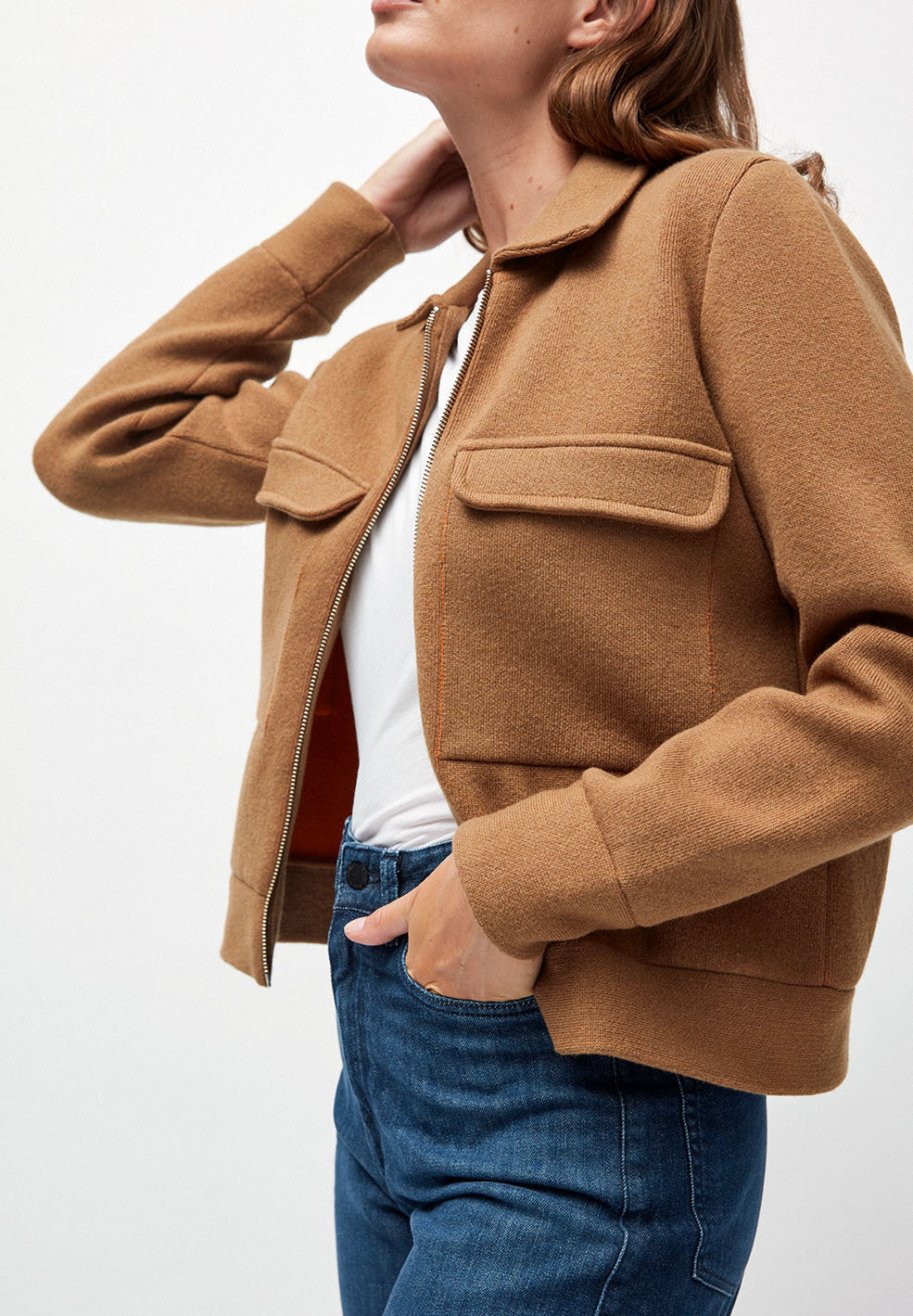 Veste marron en coton et laine bio  - alondraa
