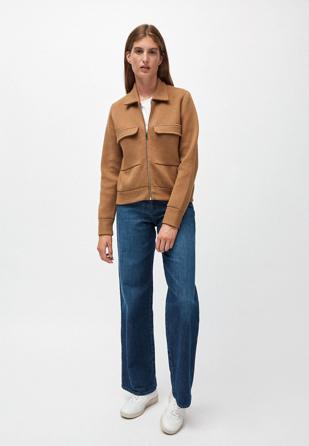 Veste marron en coton et laine bio  - alondraa
