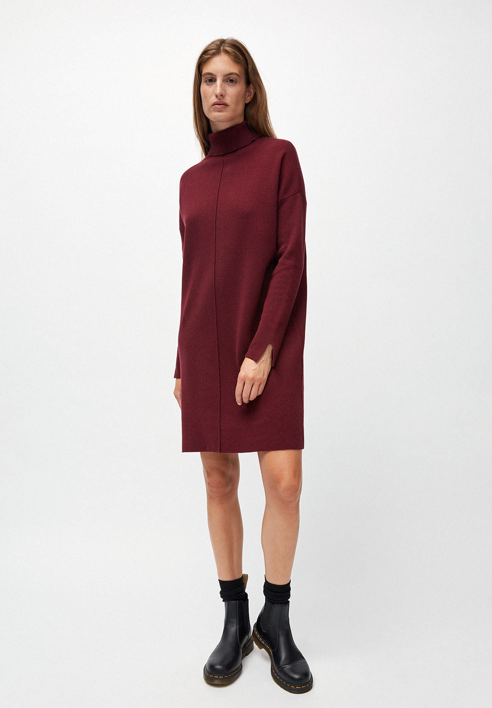 Robe pull bordeaux en coton bio - Sienna