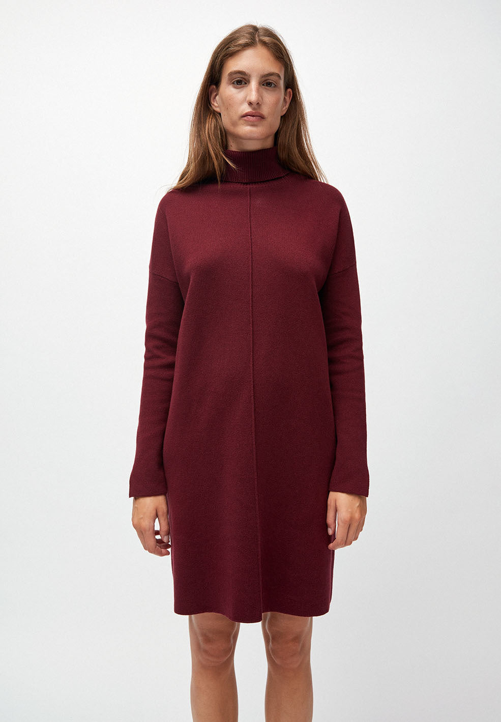 Robe pull bordeaux en coton bio - Sienna