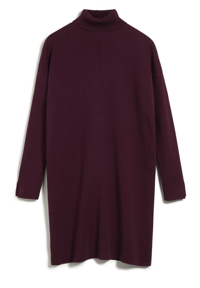 Robe pull bordeaux en coton bio - Sienna