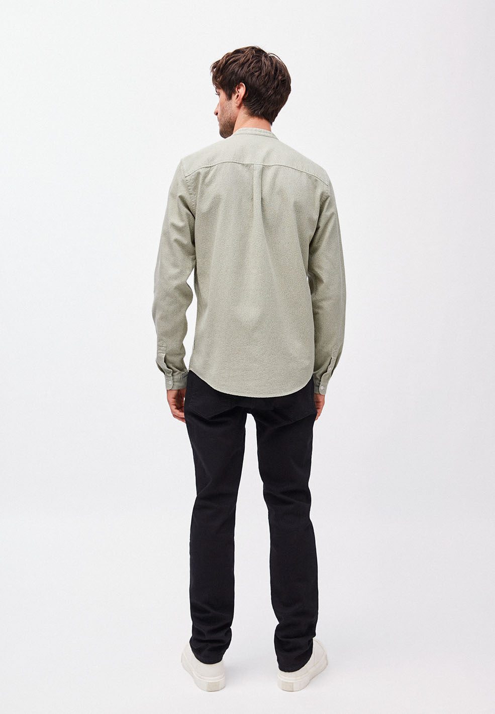 Chemise col mao vert pâle en coton bio - Litaa