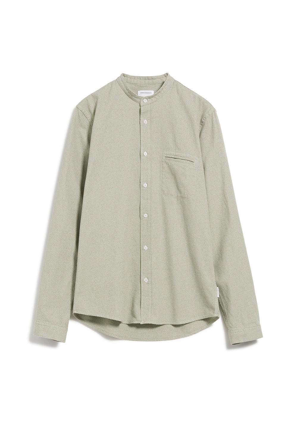 Chemise col mao vert pâle en coton bio - Litaa