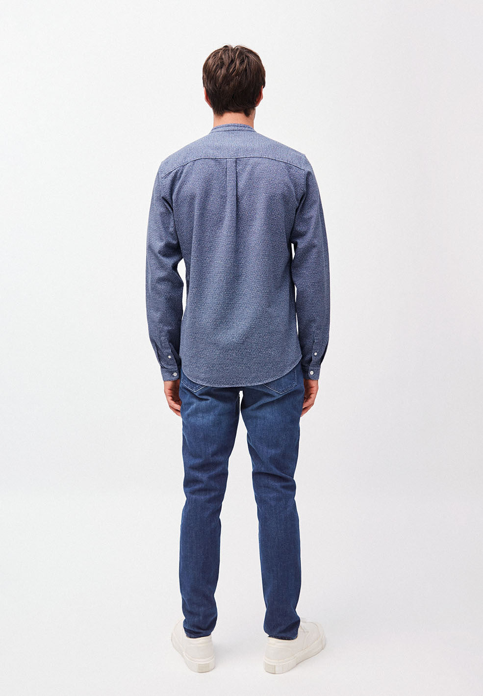 Chemise col mao bleue en coton bio - Litaa