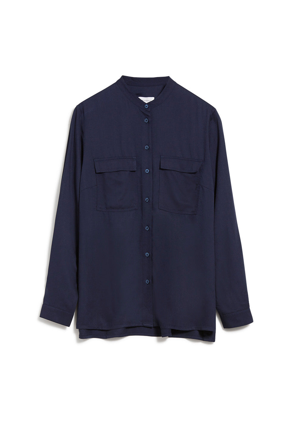 Chemise col mao marine en lenzing - Pihlaa
