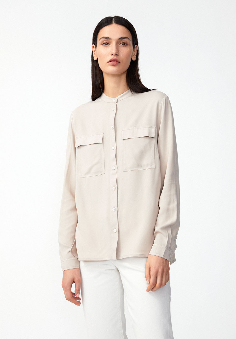 Chemise col mao écru en lenzing - Pihlaa