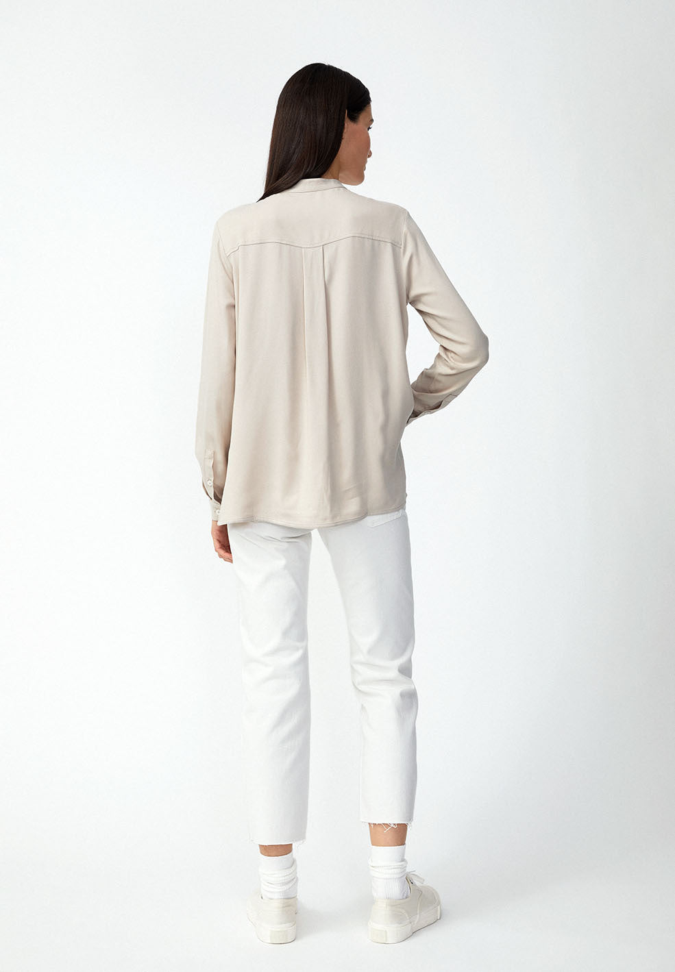 Chemise col mao écru en lenzing - Pihlaa