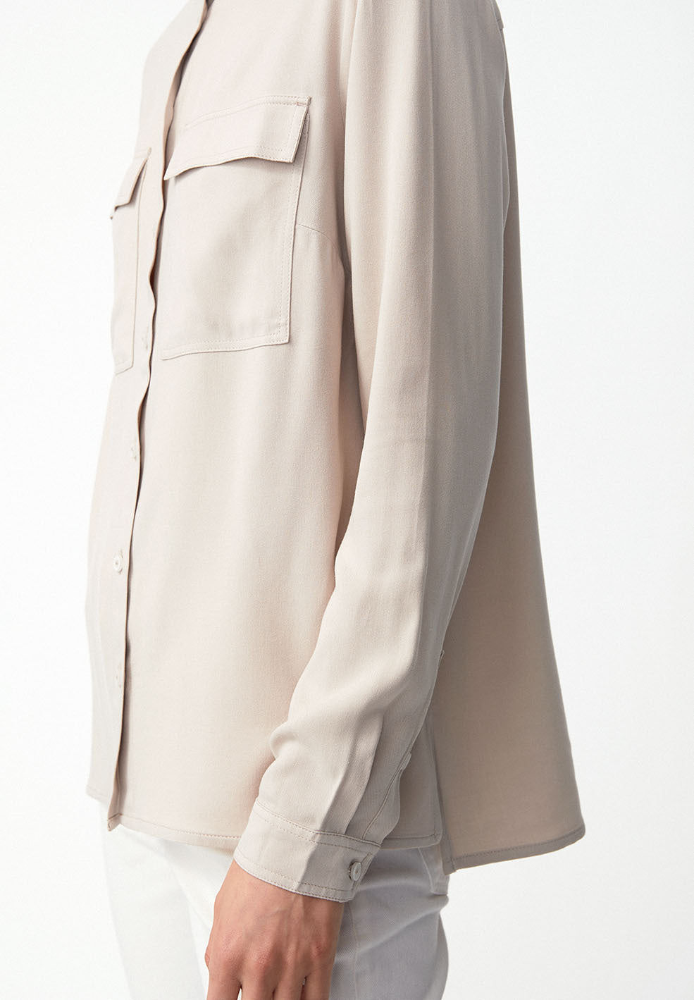 Chemise col mao écru en lenzing - Pihlaa