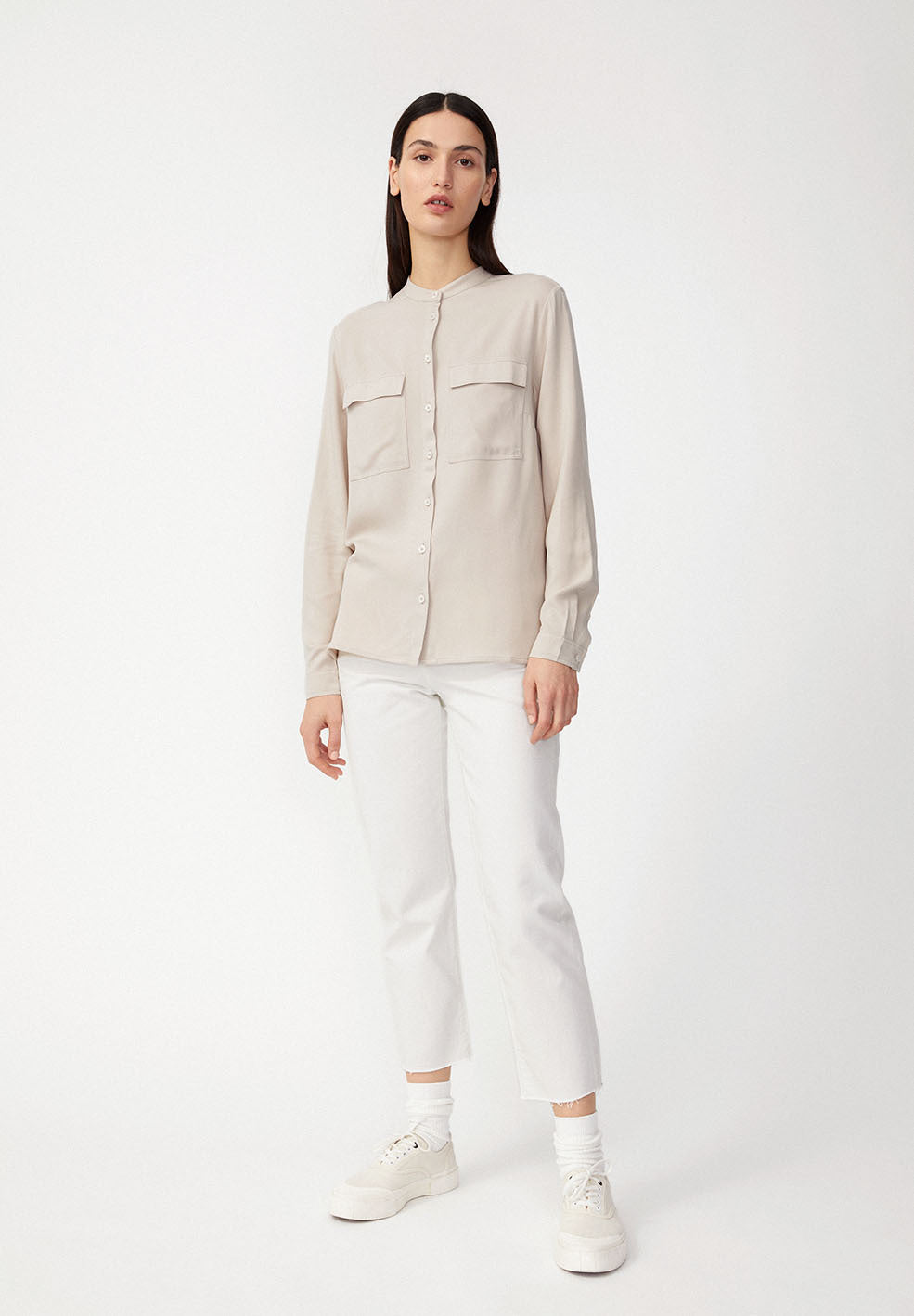 Chemise col mao écru en lenzing - Pihlaa