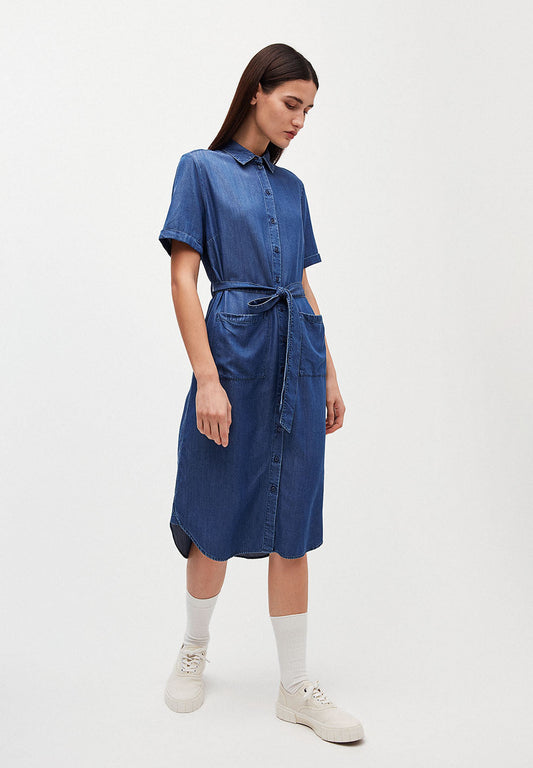 Robe col chemise bleu jean en tencel - Maaisa