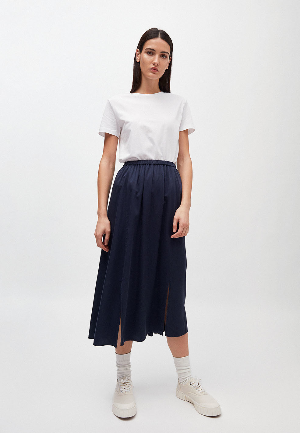 Jupe longue bleu nuit en tencel - Katinkaa