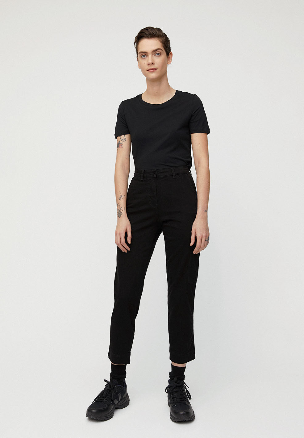 Pantalon cargo noir en coton bio - Virginiaa