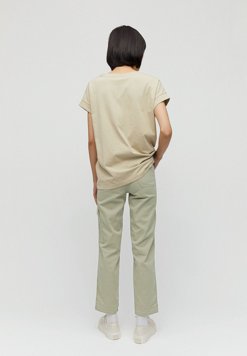 Pantalon cargo vert pâle en coton bio - Virginiaa