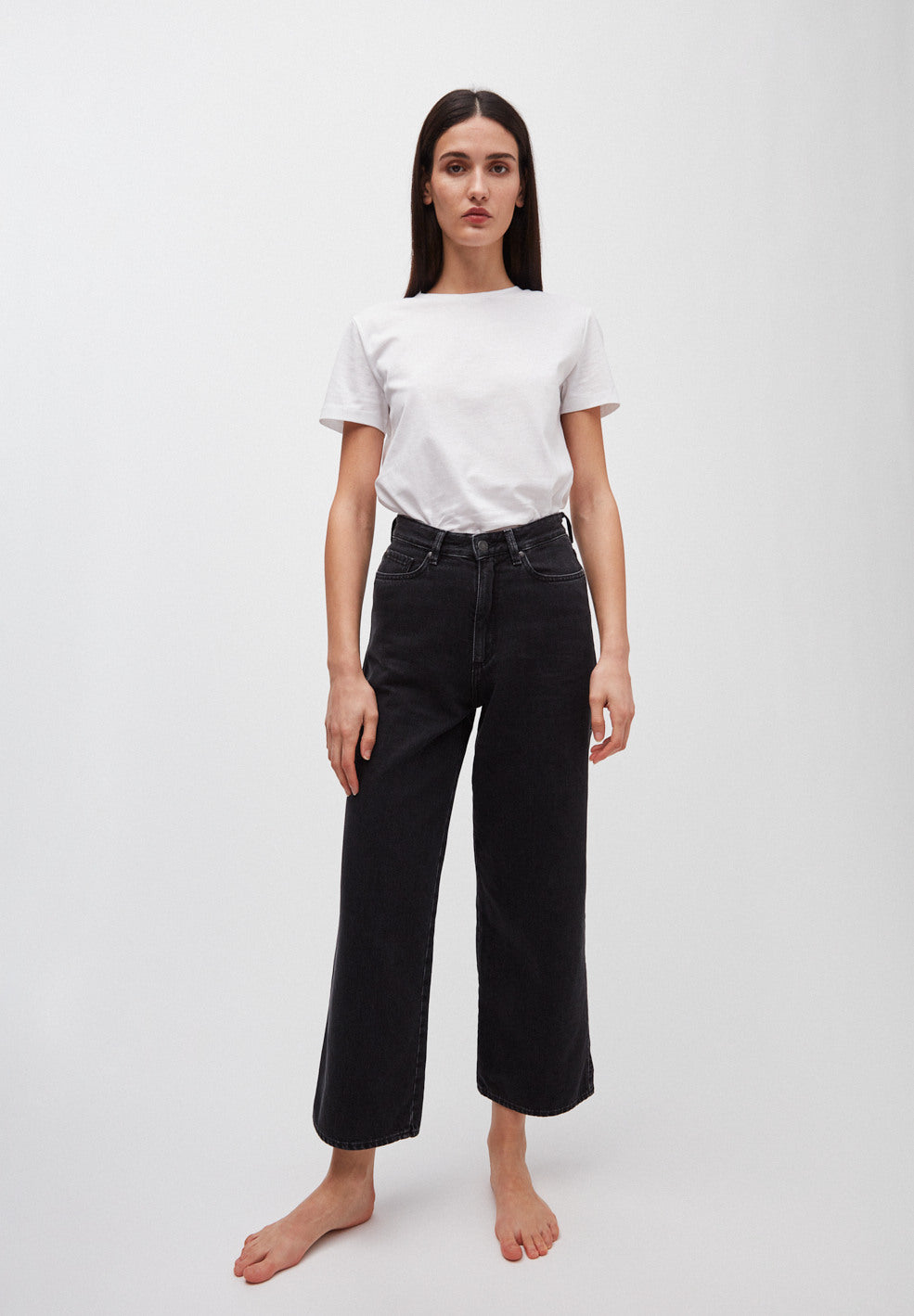 Jean ample noir en coton bio - Nessaa cropped