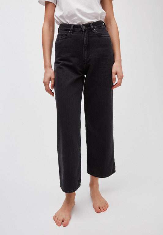 Jean ample noir en coton bio - Nessaa cropped