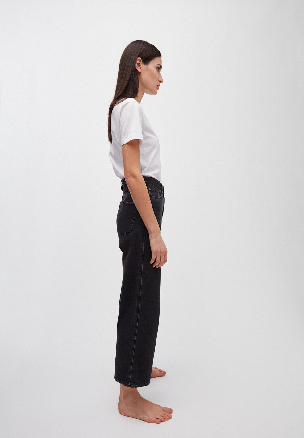 Jean ample noir en coton bio - Nessaa cropped