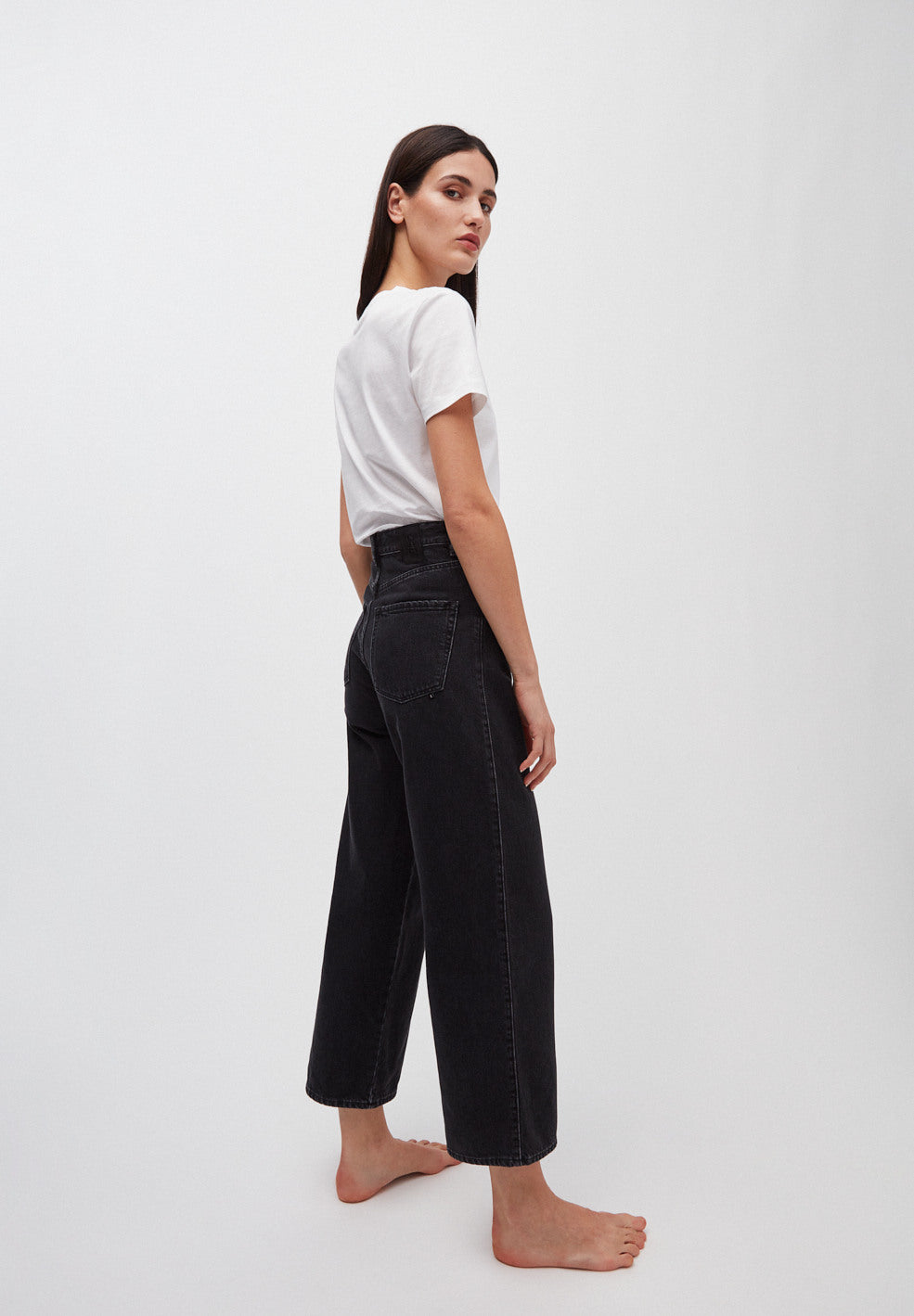 Jean ample noir en coton bio - Nessaa cropped