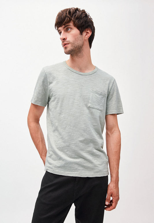 T-shirt avec poche gris/vert en coton bio - Paaul pocket