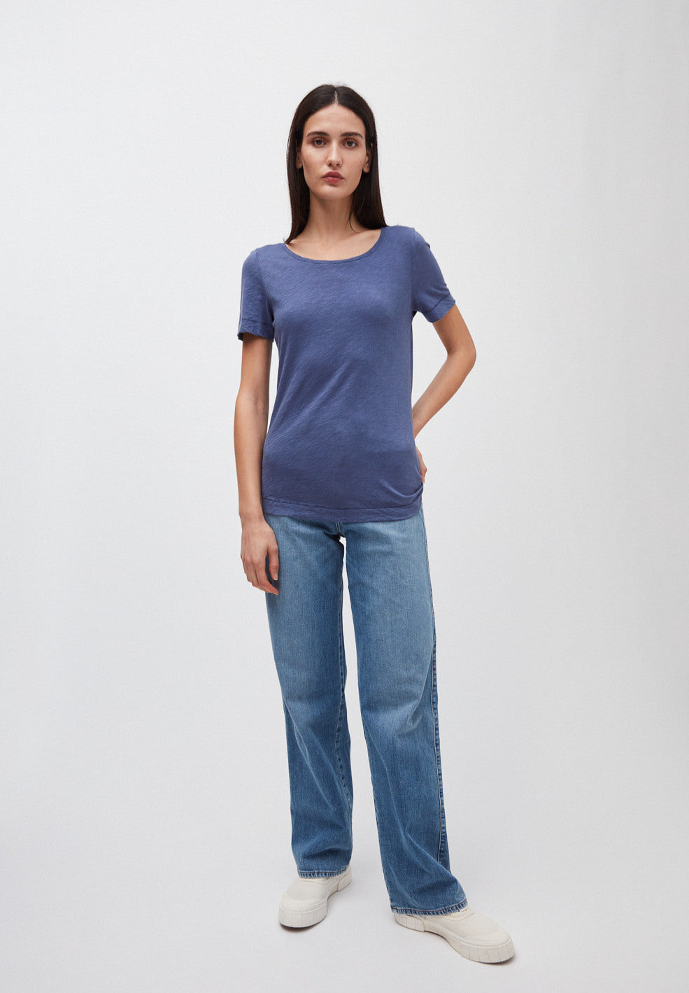 T-shirt bleu indigo en coton bio - Johannaa