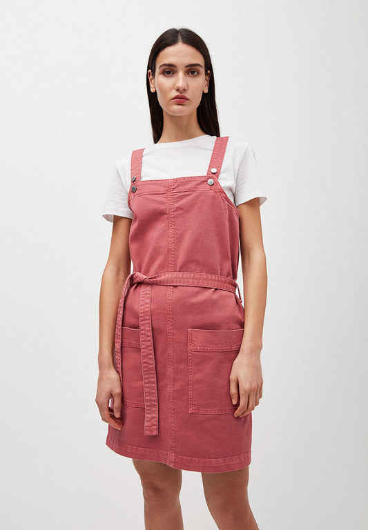 Robe salopette cintrée rose en coton bio - Leoniaa
