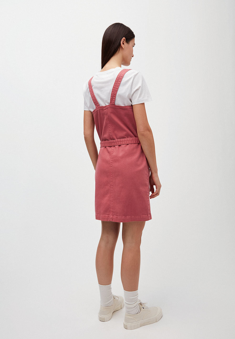 Robe salopette cintrée rose en coton bio - Leoniaa