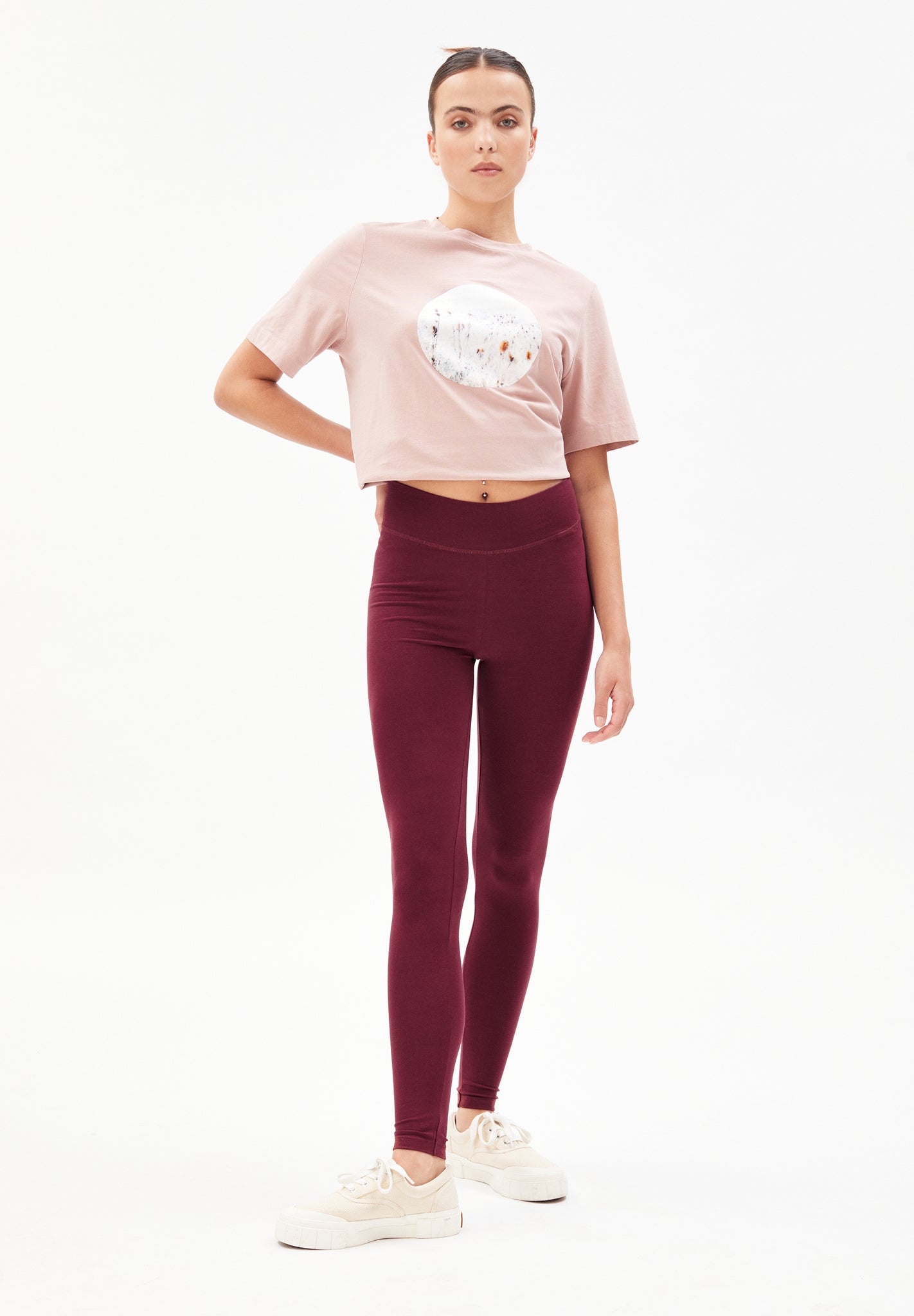 Legging rouge en coton bio - faribaa ruby red
