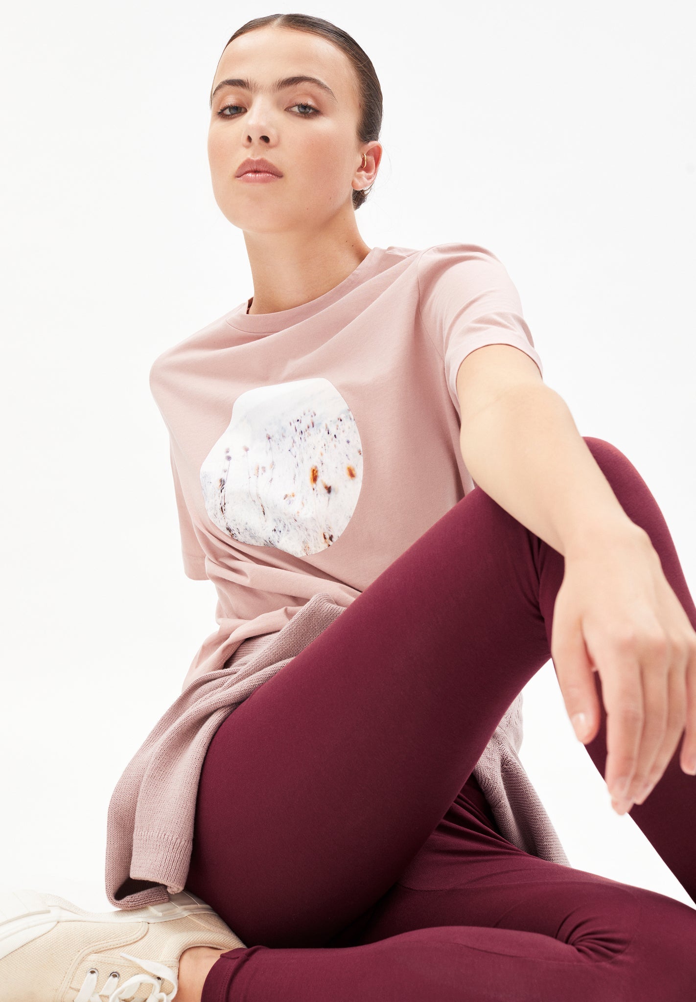 Legging rouge en coton bio - faribaa ruby red