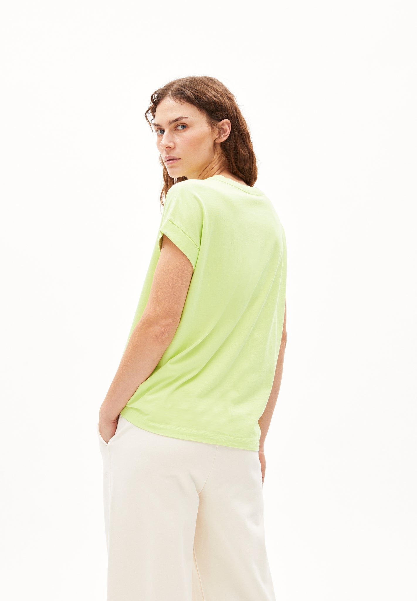 T-shirt vert clair en coton bio - idaara light lime