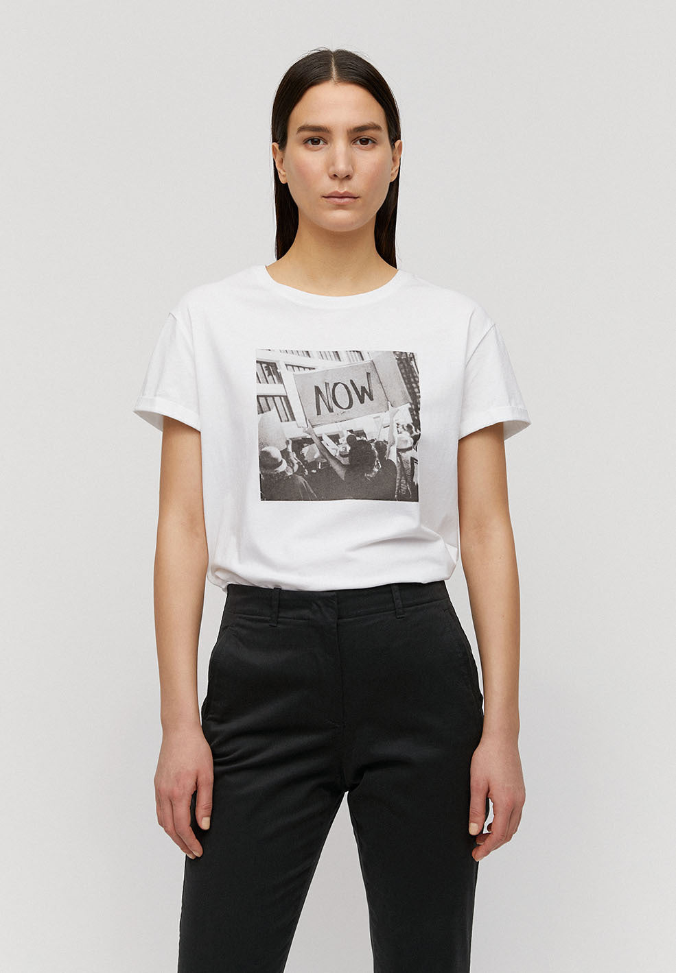 T-shirt imprimé blanc en coton bio - Naalin now