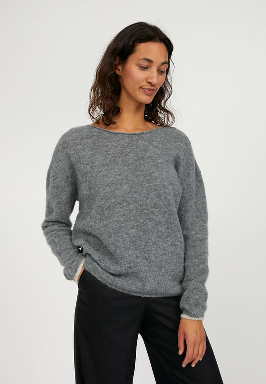 Pull gris en alpaga et laine bio - ANAA
