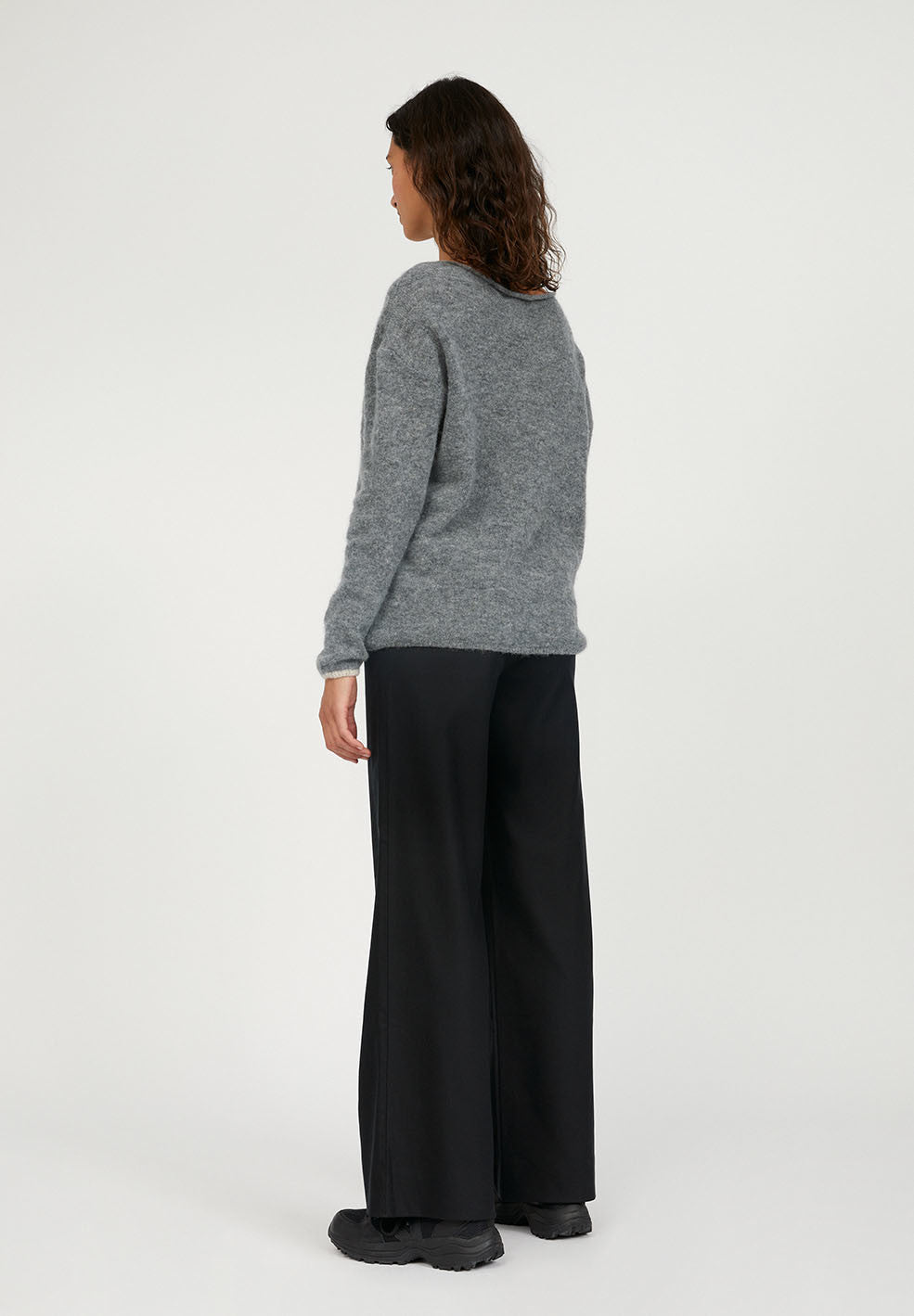 Pull gris en alpaga et laine bio - ANAA