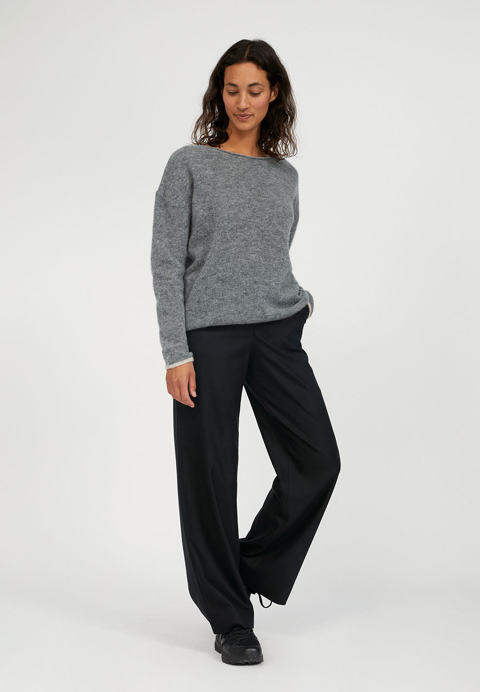 Pull gris en alpaga et laine bio - ANAA