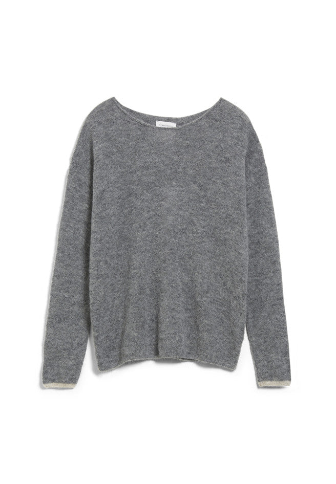 Pull gris en alpaga et laine bio - ANAA