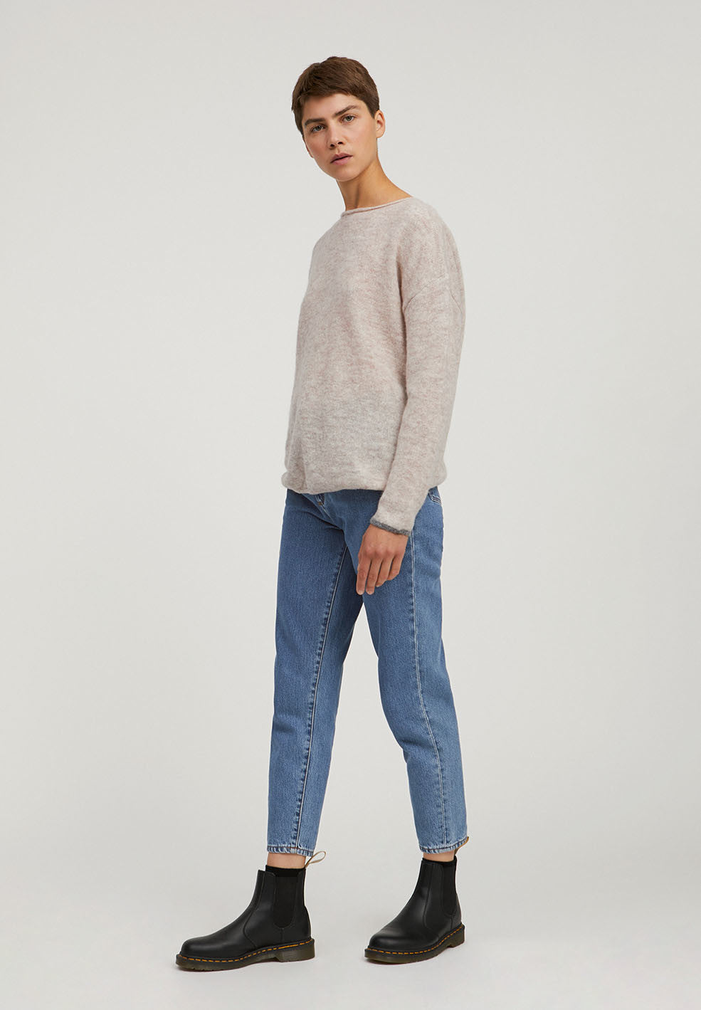 Pull beige en alpaga et laine bio - ANAA