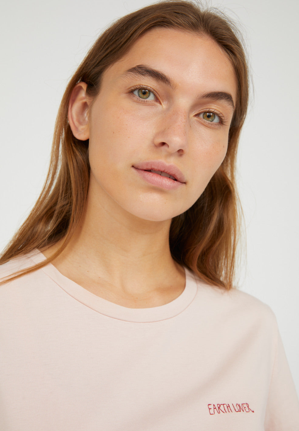 T-shirt brodé rose pâle en coton bio - MARAA MINDSET