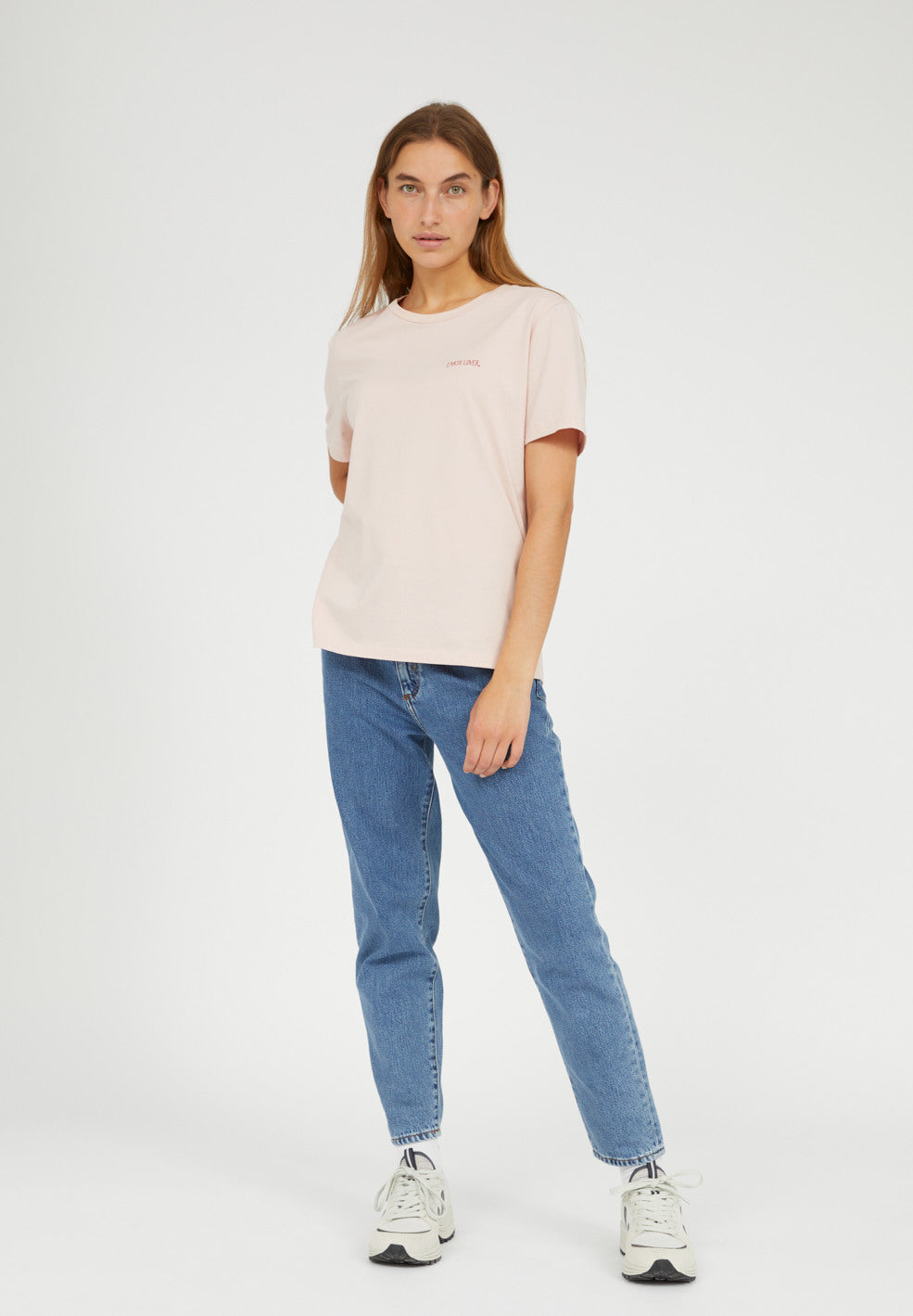 T-shirt brodé rose pâle en coton bio - MARAA MINDSET