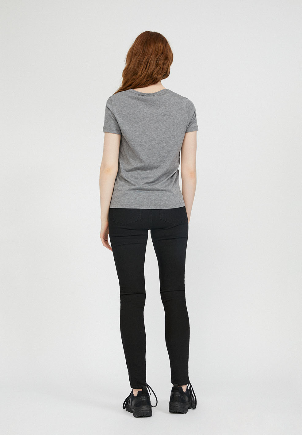 T-shirt col rond gris en tencel et coton bio - JAALILA