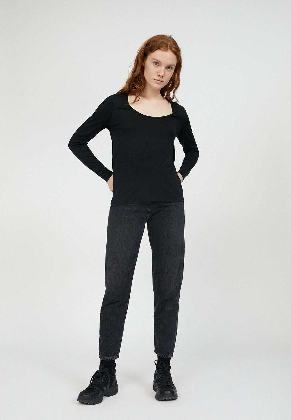 T-shirt à manches longues noir en tencel et coton bio - JAMAAL