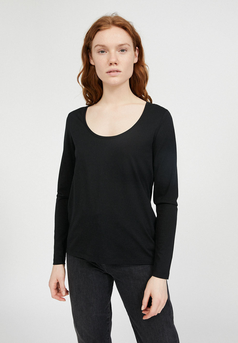 T-shirt à manches longues noir en tencel et coton bio - JAMAAL