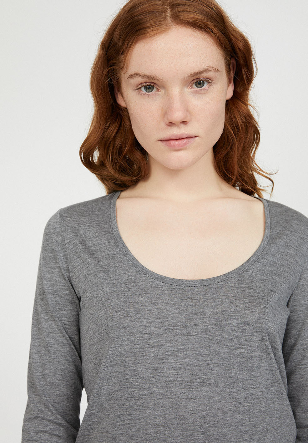 T-shirt manches longues gris en tencel et coton bio - JAMAAL