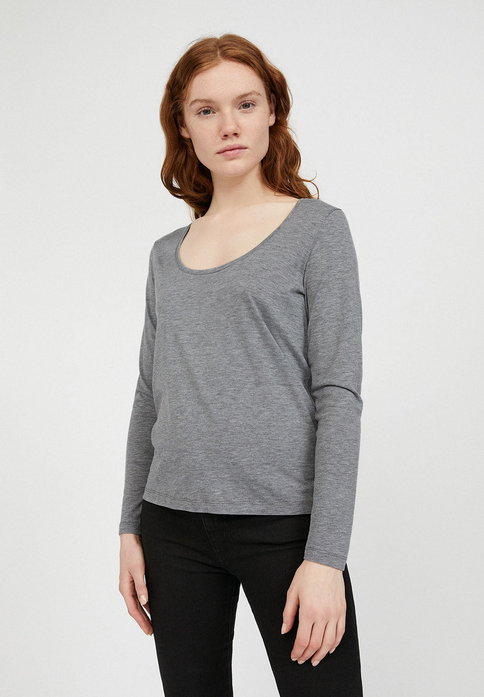 T-shirt manches longues gris en tencel et coton bio - JAMAAL
