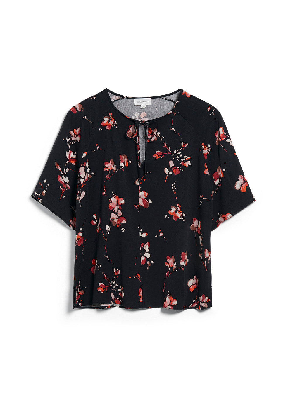 Blouse noire imprimé fleurie en viscose - PINJAA FLOWER BATIK