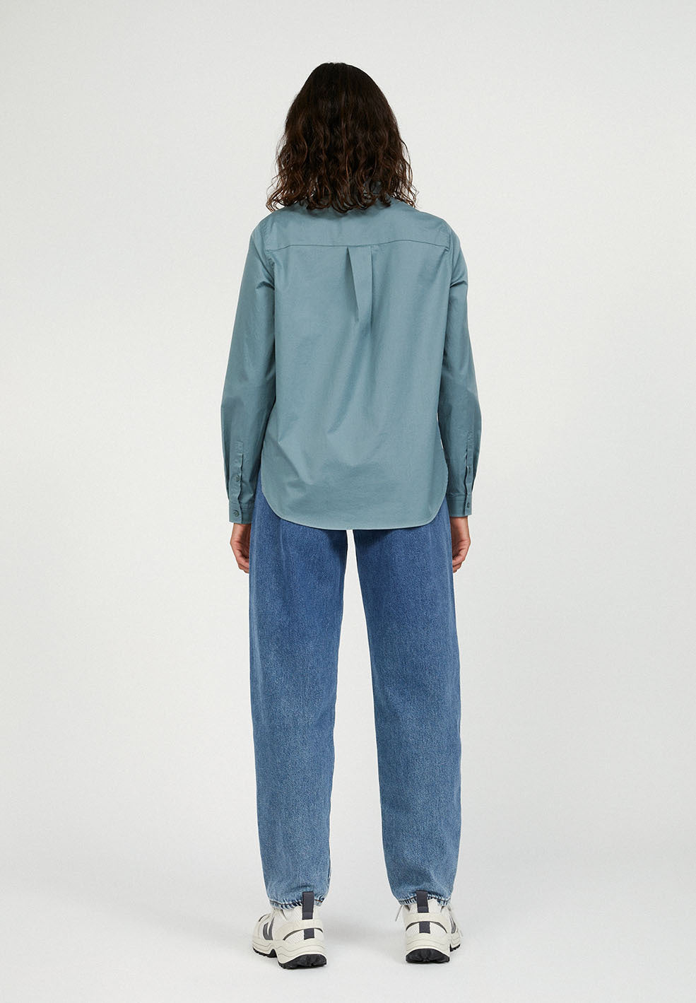 Chemise à manches longues bleue en coton bio - PERNILLAA