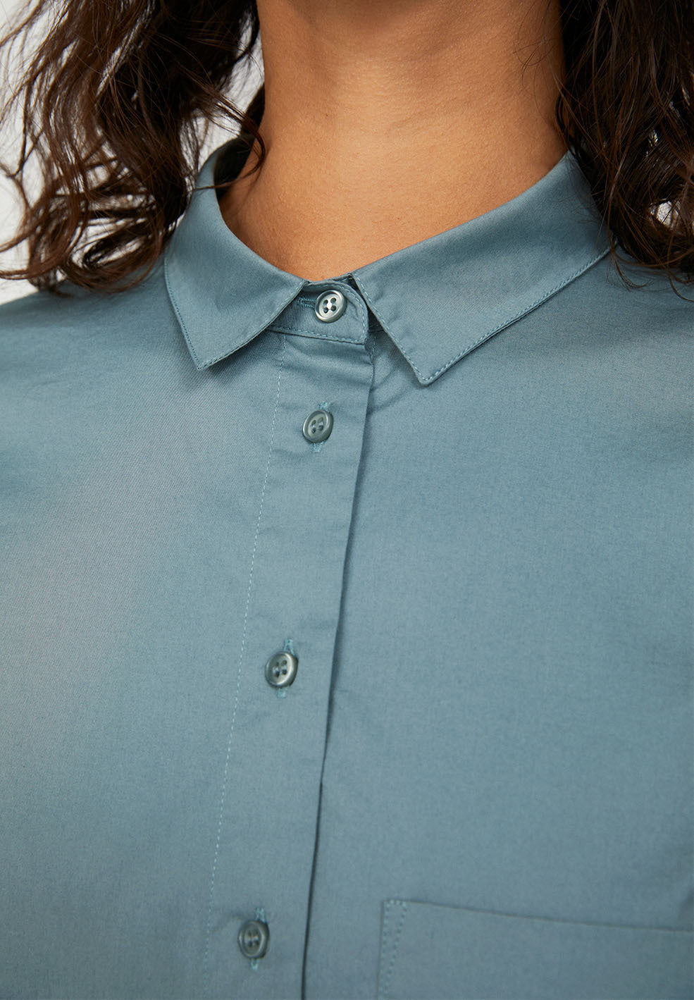 Chemise à manches longues bleue en coton bio - PERNILLAA