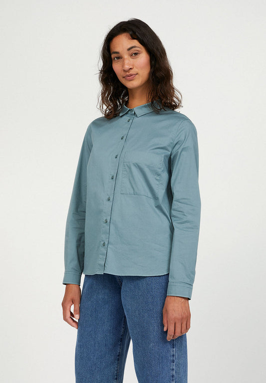 Chemise à manches longues bleue en coton bio - PERNILLAA