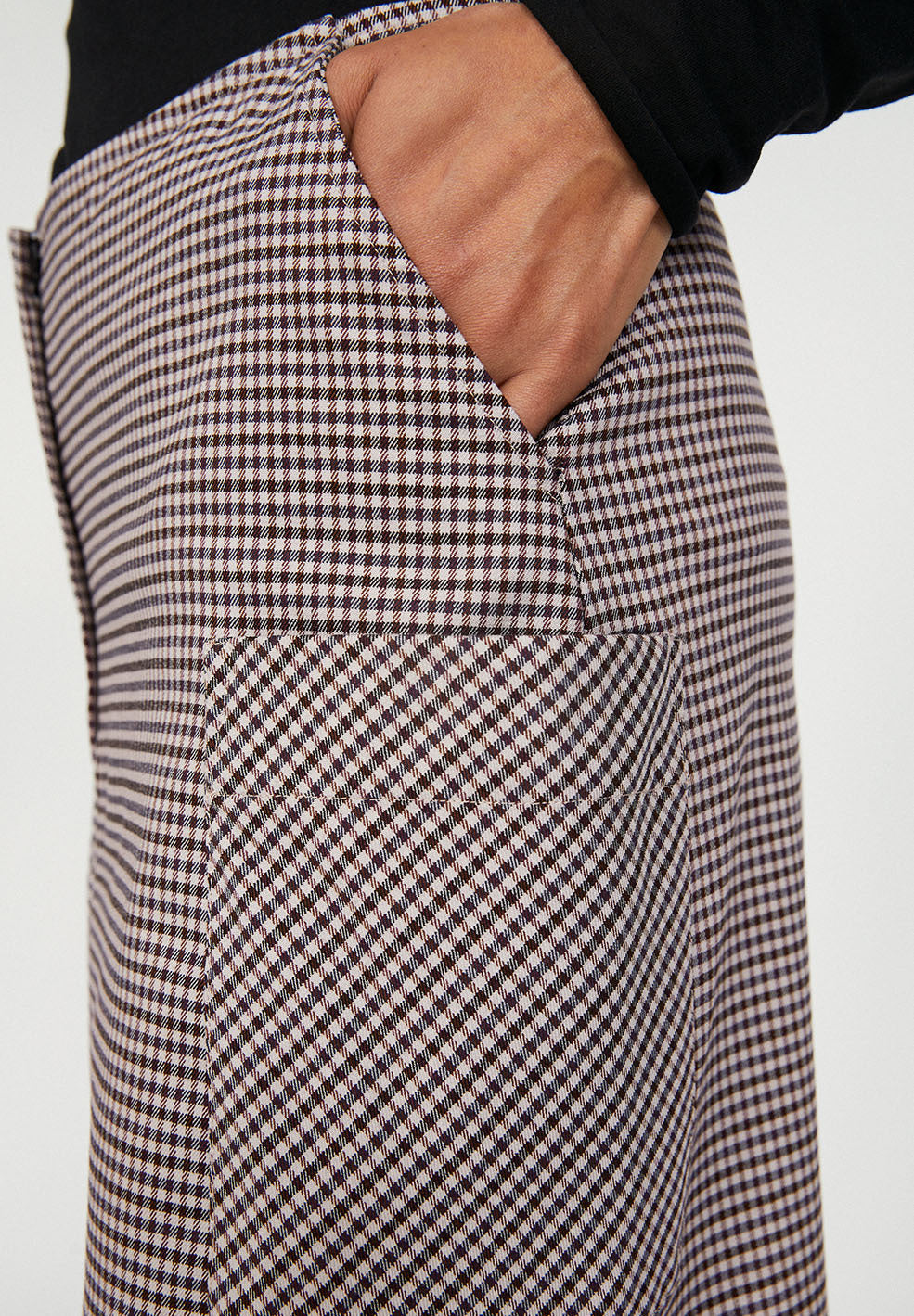 Jupe à carreaux marron en Tencel - SIGRIDAA PKT MICROCHECK
