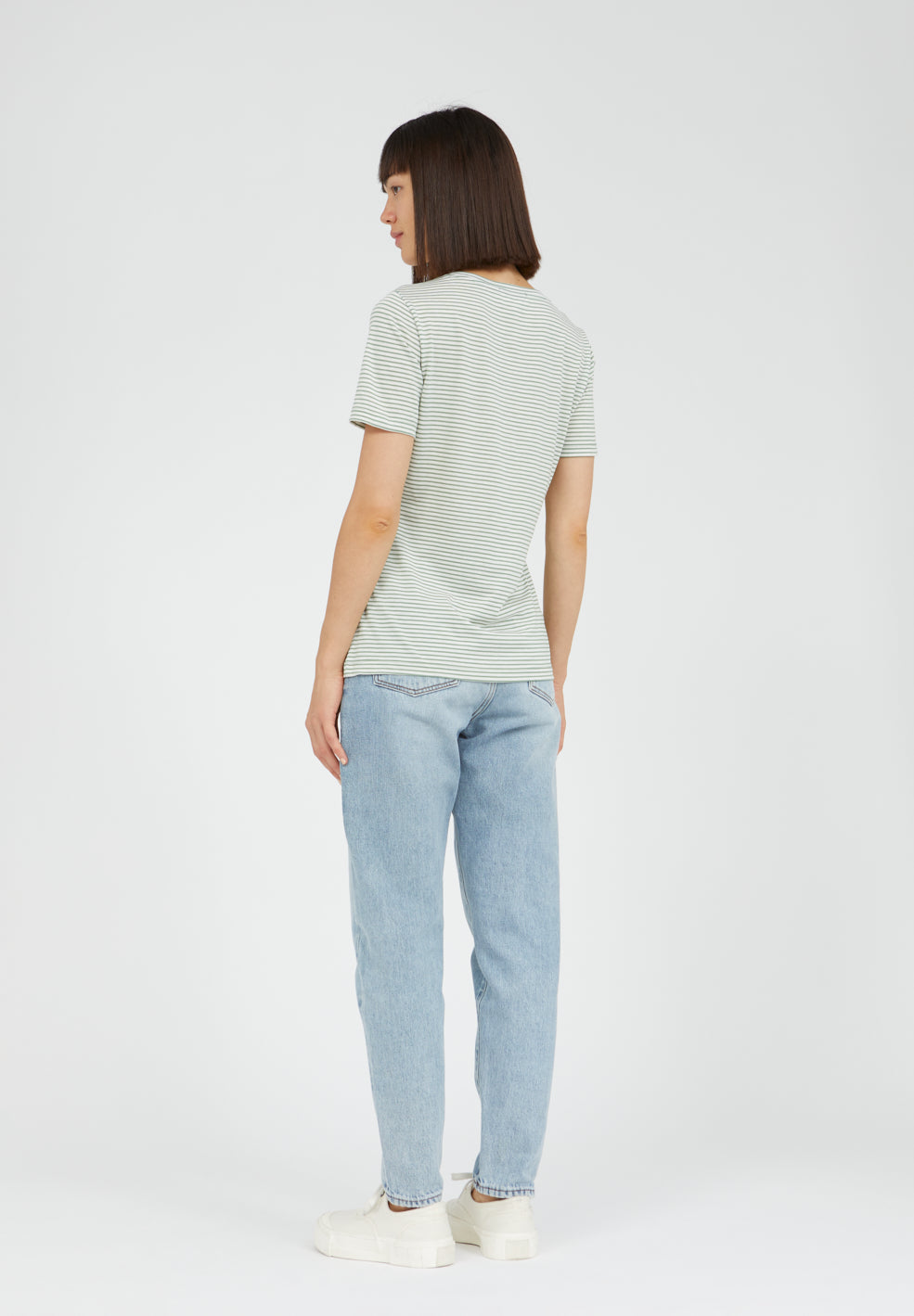 T-shirt à rayures vertes en tencel et coton bio - LIDAA SMALL STRIPES