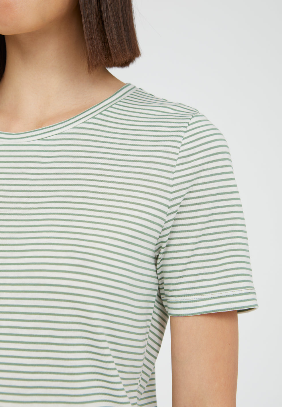 T-shirt à rayures vertes en tencel et coton bio - LIDAA SMALL STRIPES