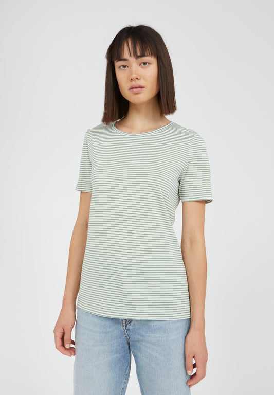 T-shirt à rayures vertes en tencel et coton bio - LIDAA SMALL STRIPES